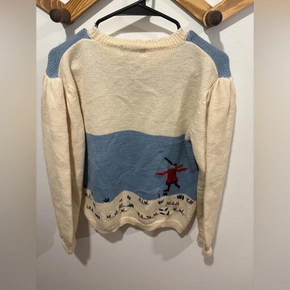 VINTAGE WINTER SKATING SCENE WOOL SWEATER - Picture 4 of 5